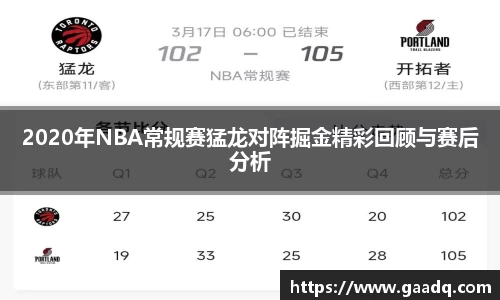 2020年NBA常规赛猛龙对阵掘金精彩回顾与赛后分析